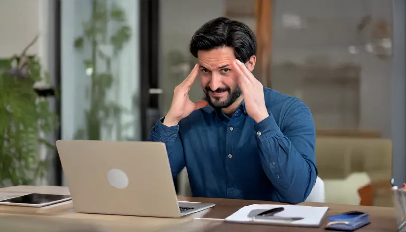 Frustrated Man on Computer